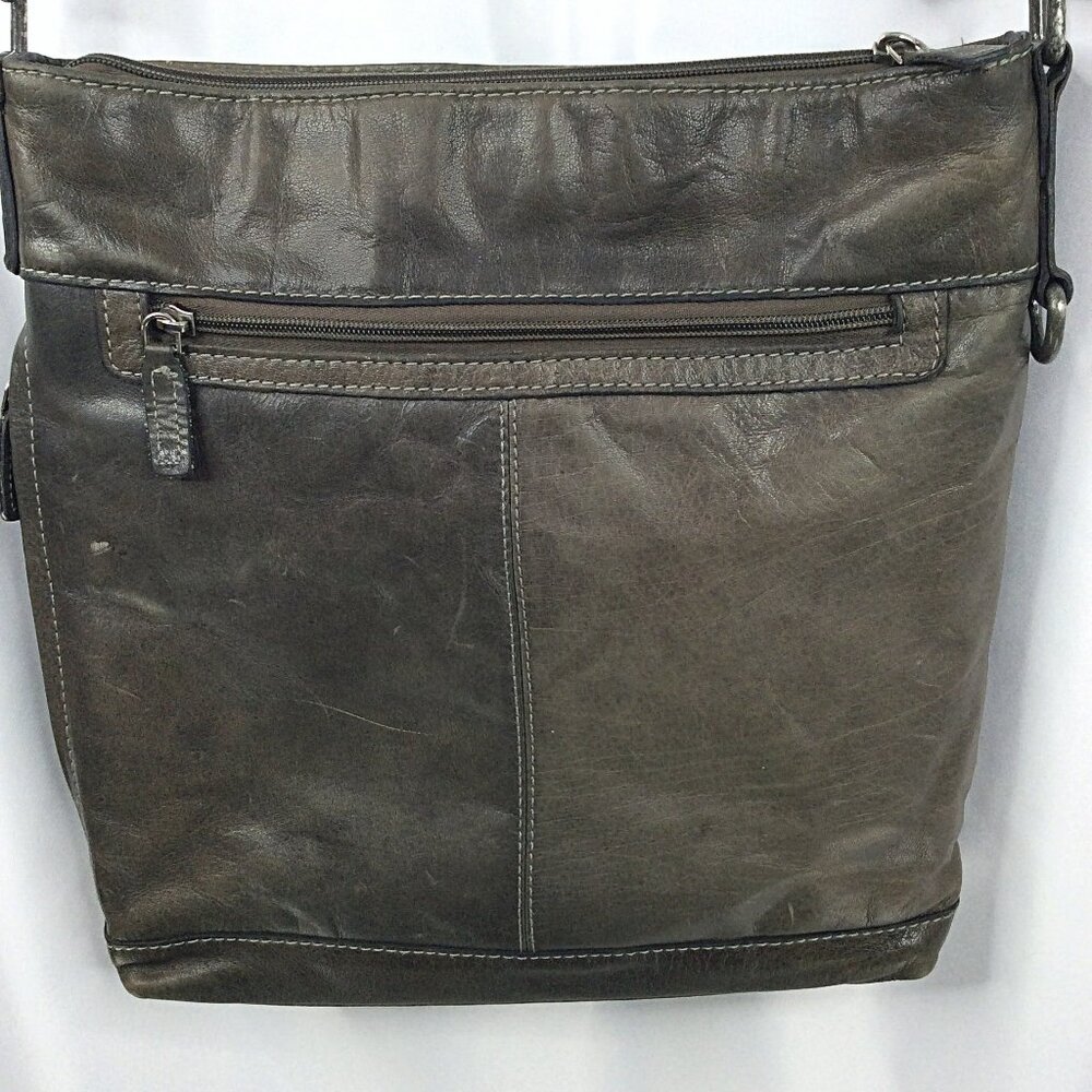 Jack Georges Voyager Olive Brown Leather Crossbody Shoulder Bag - Picture 11 of 16